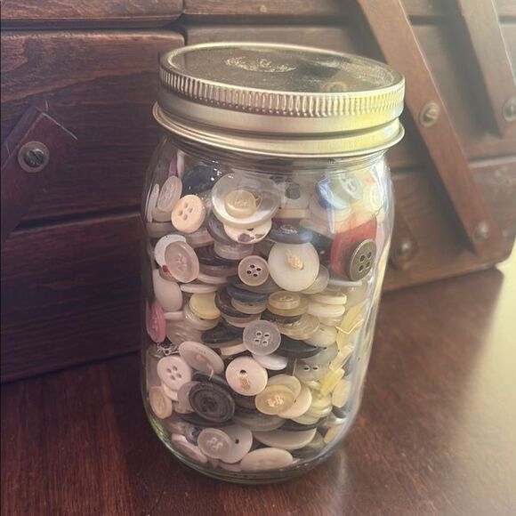 Vintage Button Collection in Jar - Picture 1 of 6